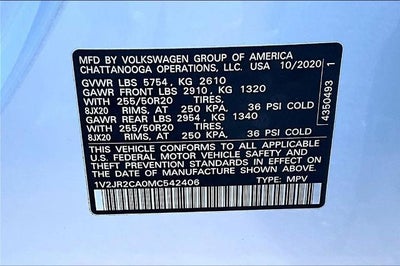 2021 Volkswagen Atlas 3.6L V6 SE w/Technology